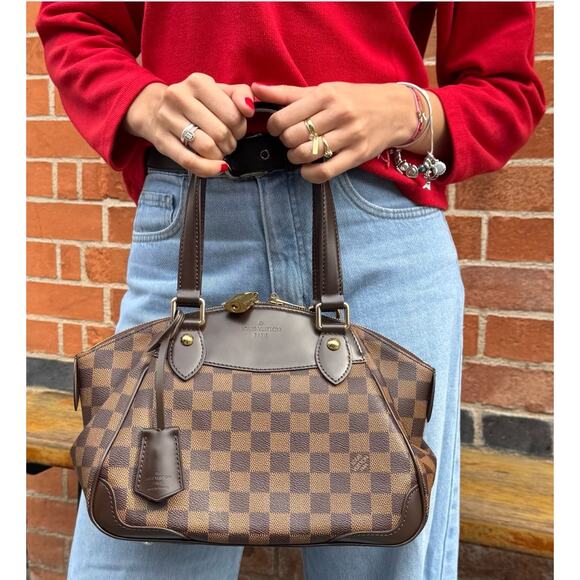 Louis Vuitton Handbags - Louis Vuitton Verona PM Damier Ebene Handbag Brown Checkered Classic